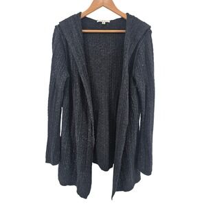 Cabi Cardigan Womens XL Gray Hooded Open Front Cable Knit Sweater 5394
